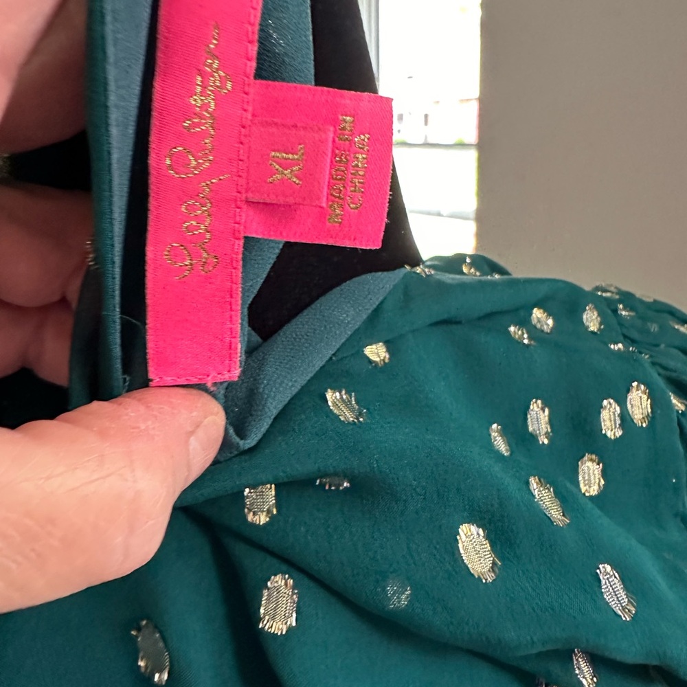 Lilly Pulitzer Green Idina Silk Top View 5